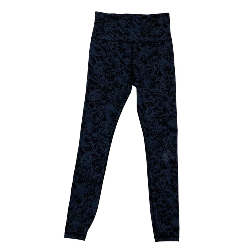 Athleta Elation Textured Tight - Frosted Floral Black/Blue - Small